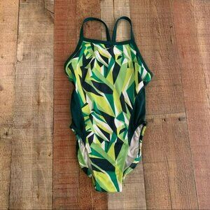 Nike women's green geometric one piece swimsuit
